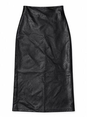 Commando Faux Leather Midi Pencil Skirt Black Size M High Rise Back Slit